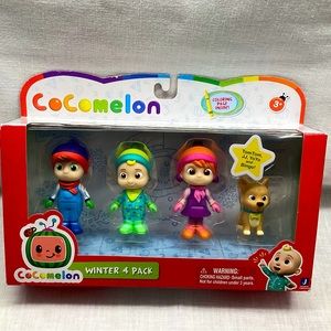 COCOMELON  FAMILY FIGURE 4 PACK TOM TOM, JJ, YOYO  AND BINGO! FOR 3+ YEARS NWT